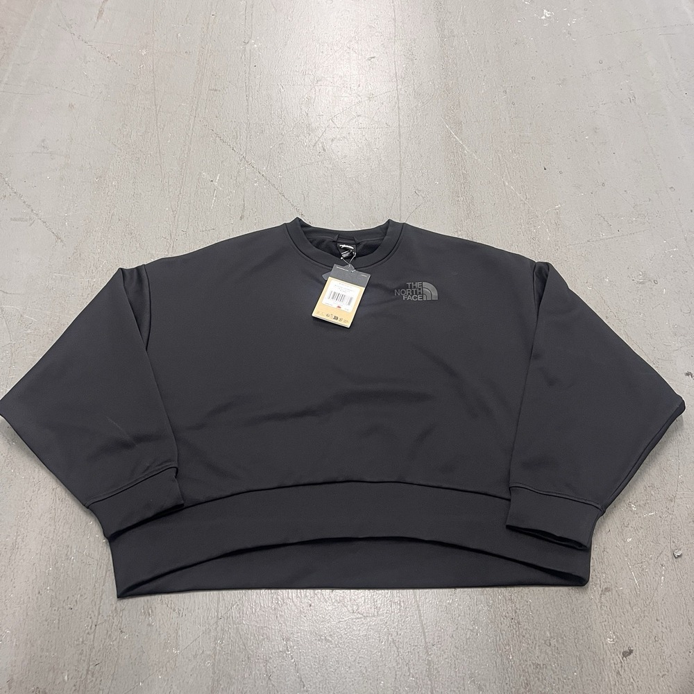 The North Face Women's Black Crewneck Sweatshirt Pullover Logo Fleece Top XL NWT